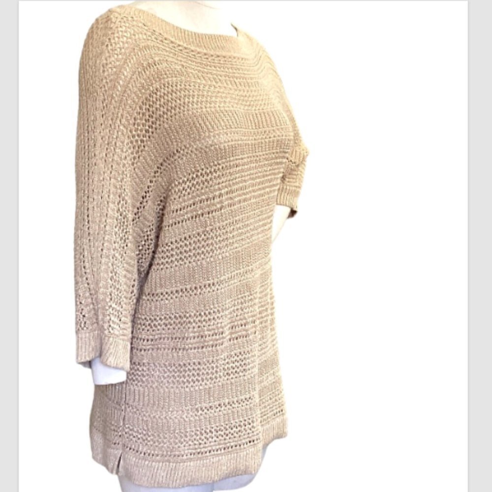 Chico's Travelers Metallic Gold Knit Tunic Top 3 (XL/16) #354S - Picture 3 of 9